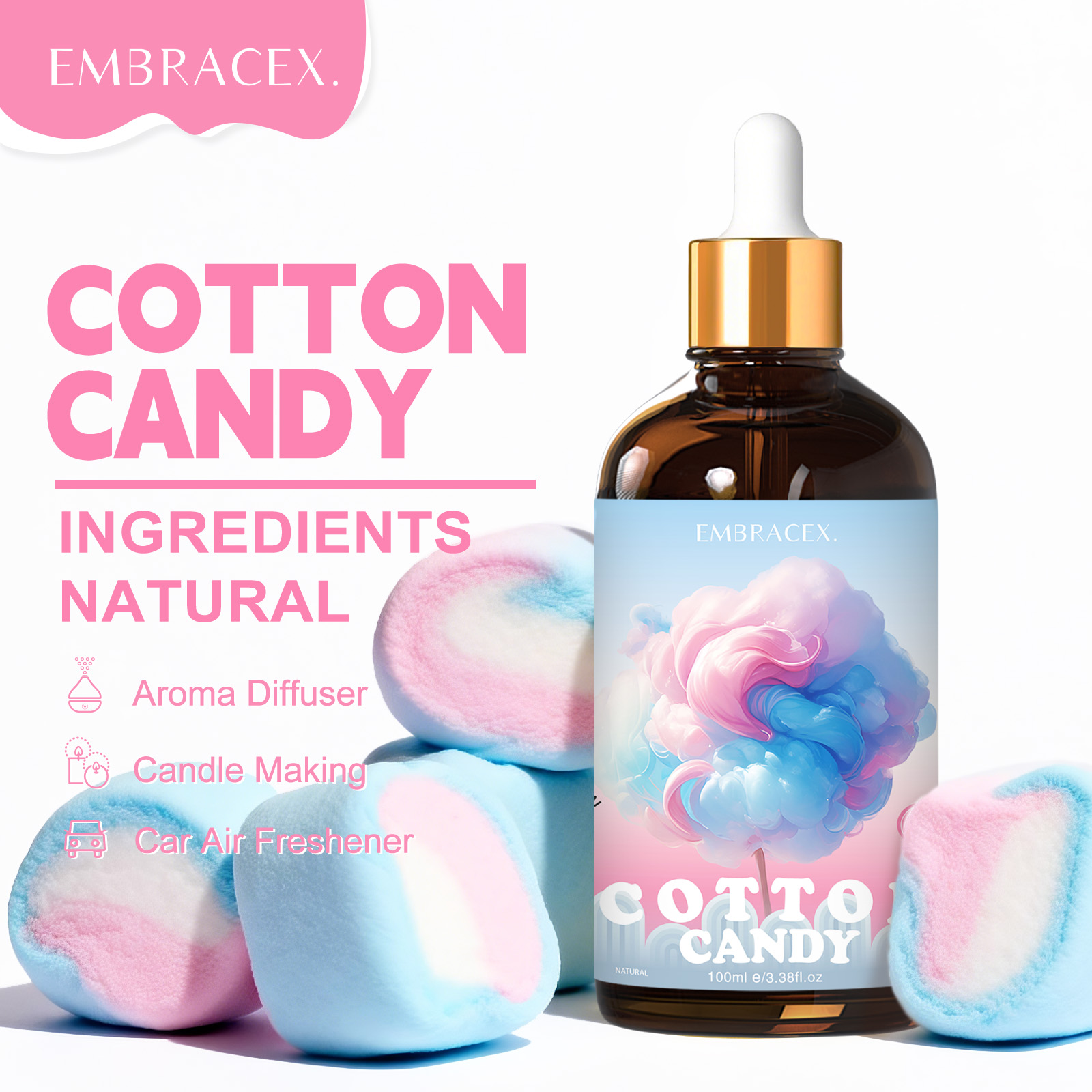 Candle Fragrance - 100ml Pamuk Şeker Kokulu Yağlar Difüzörler