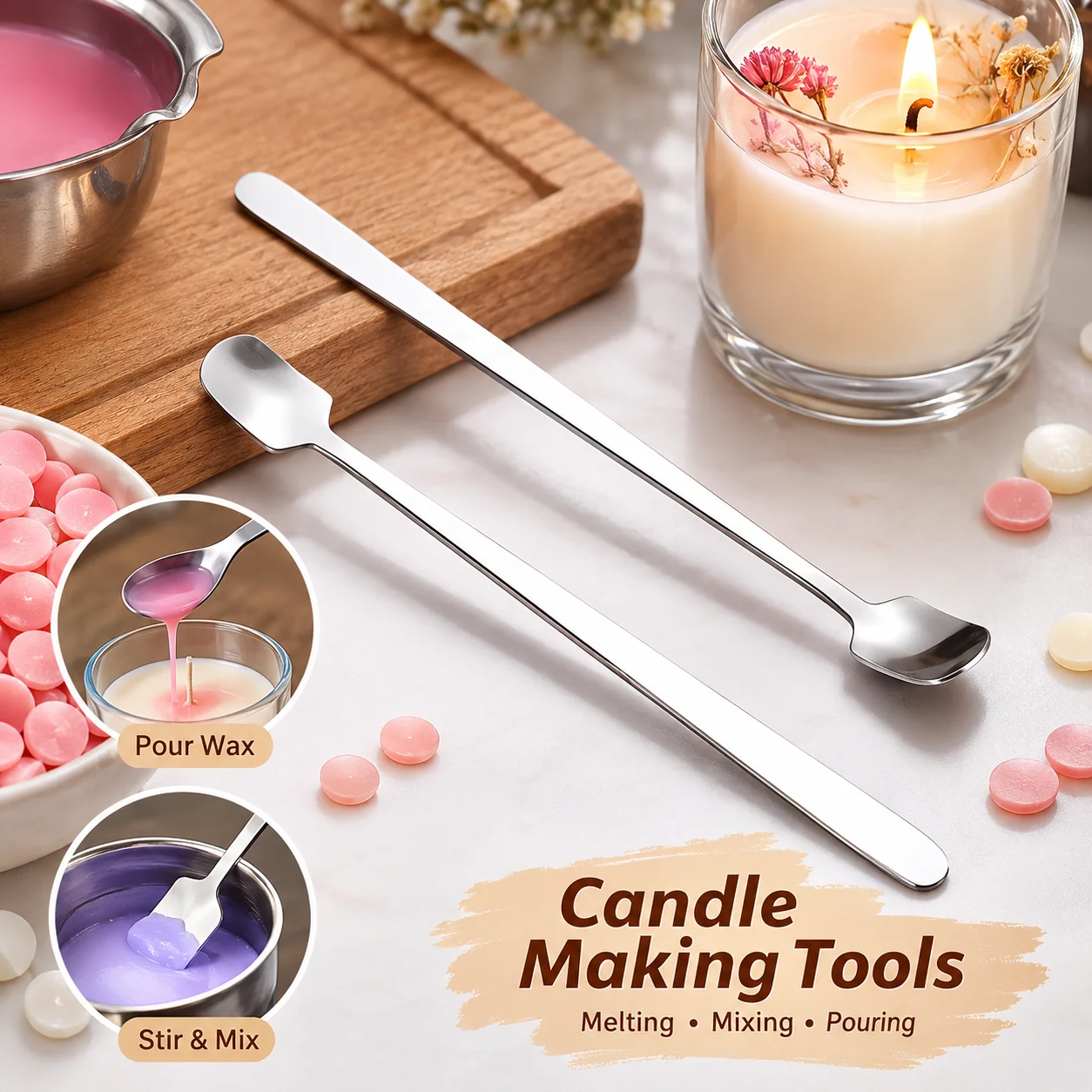 Candle Making Kit - 1/2 adet paslanmaz çelik mum yapım