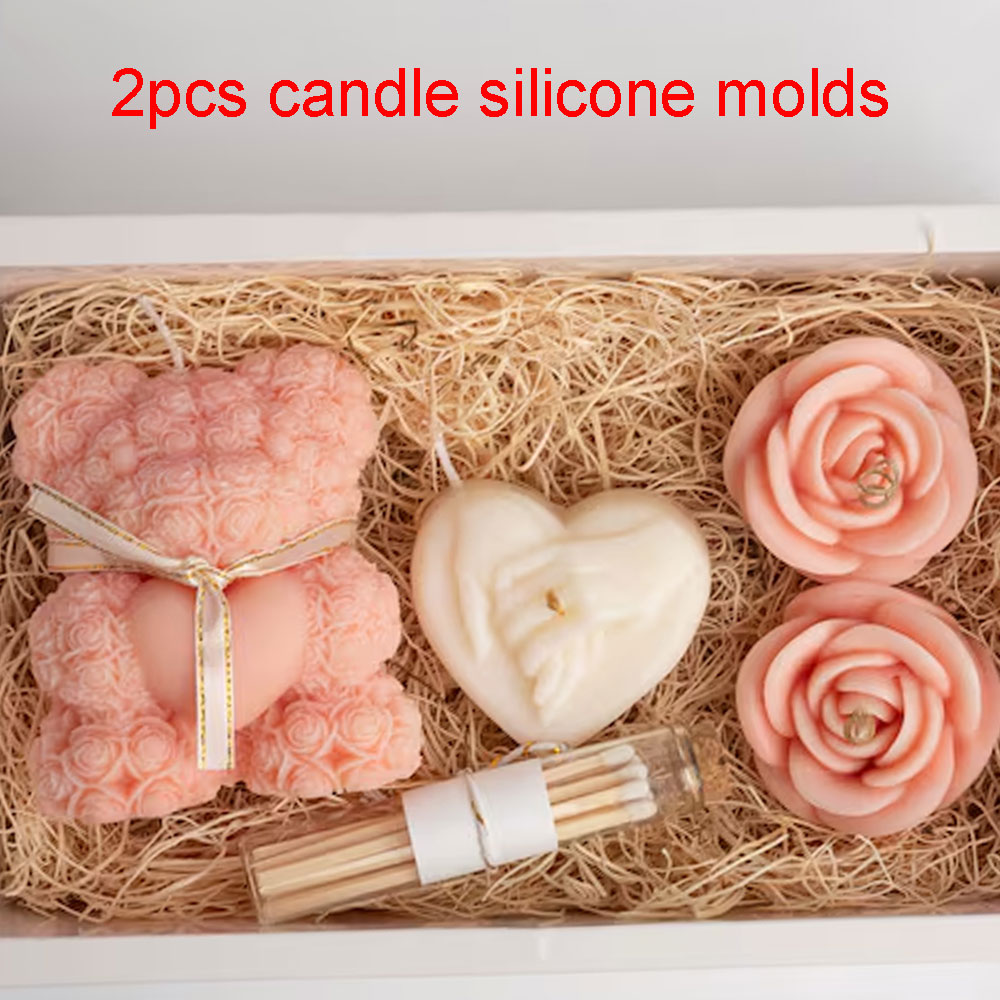 Candle Making Kit - Oyuncak Ayı Isı Gül Silikon Mum