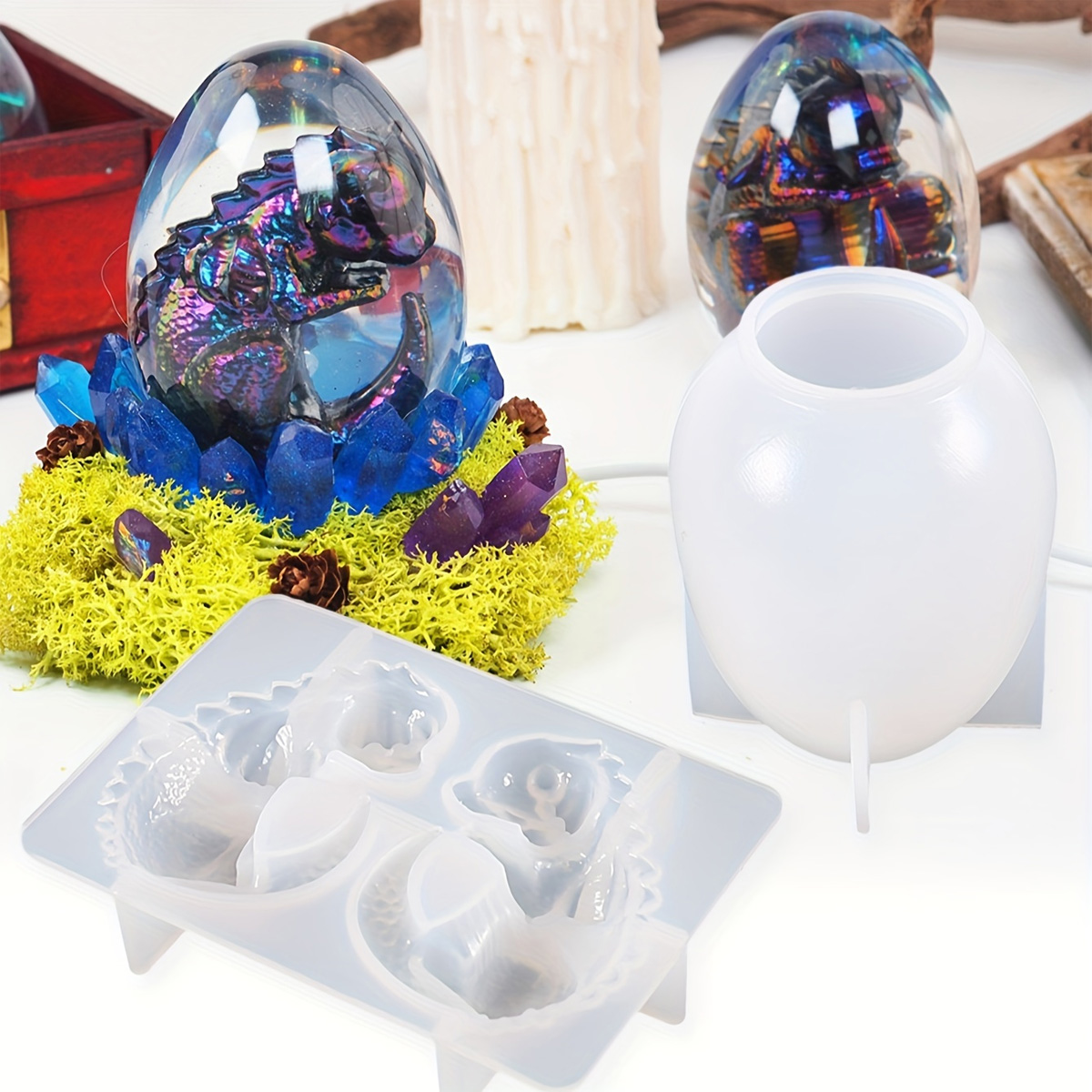 Candle Making Kit - Silikon Ejderha Yumurta Kalıpları, 2 Parçalı